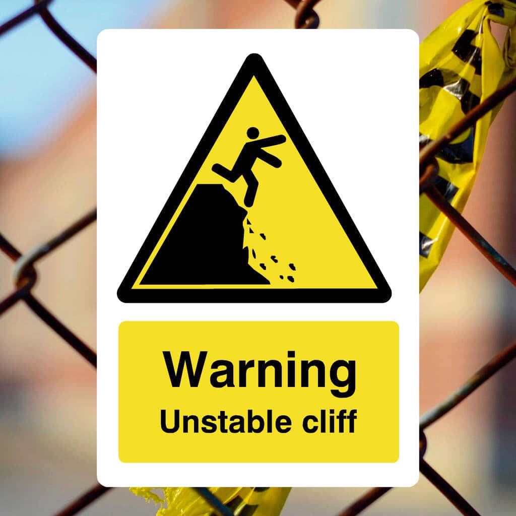 Warning Unstable Cliff Sign-The Safety Sheep Store