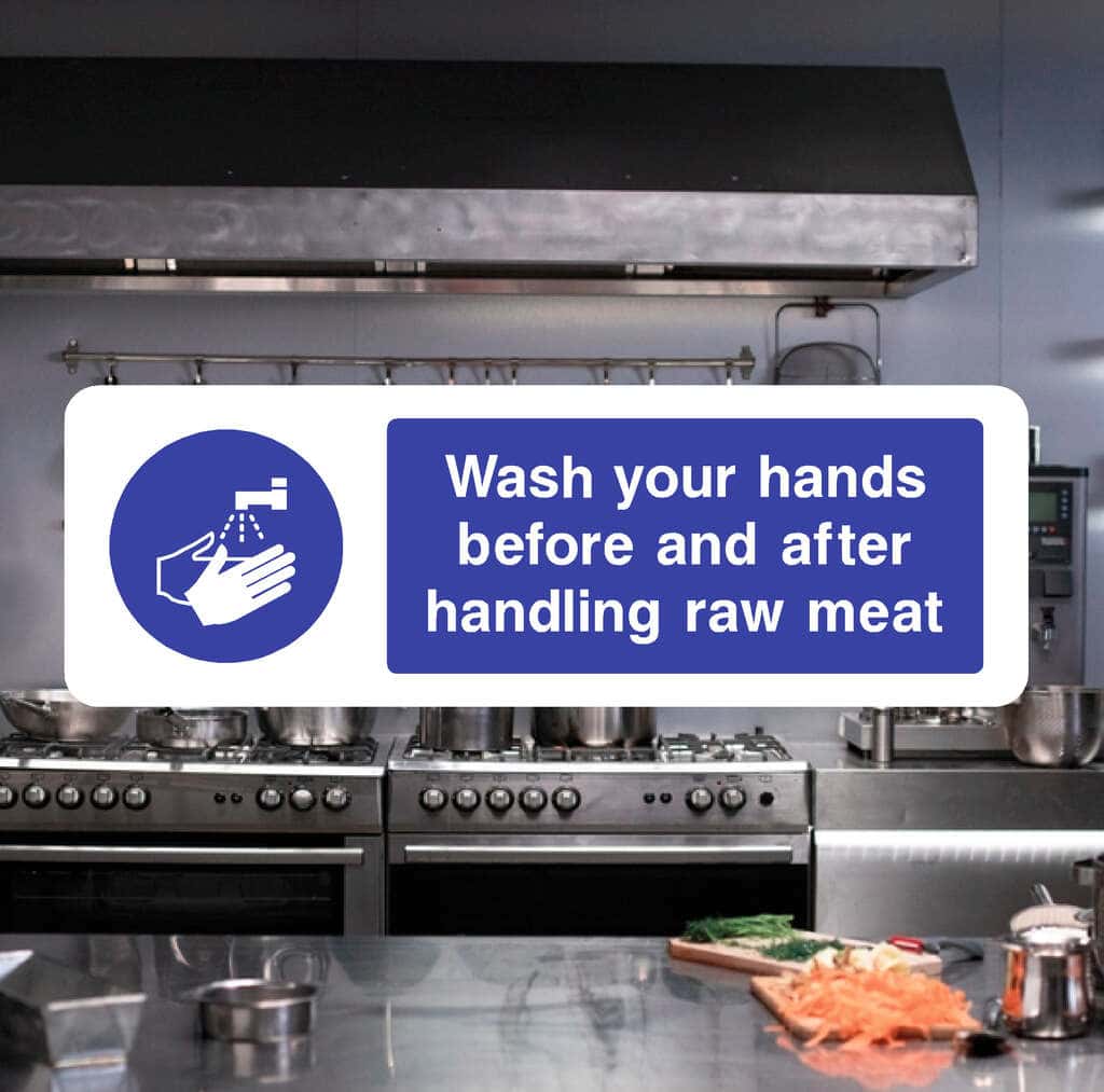 Wash Your Hands Handling Raw Meat Sign-The Safety Sheep Store
