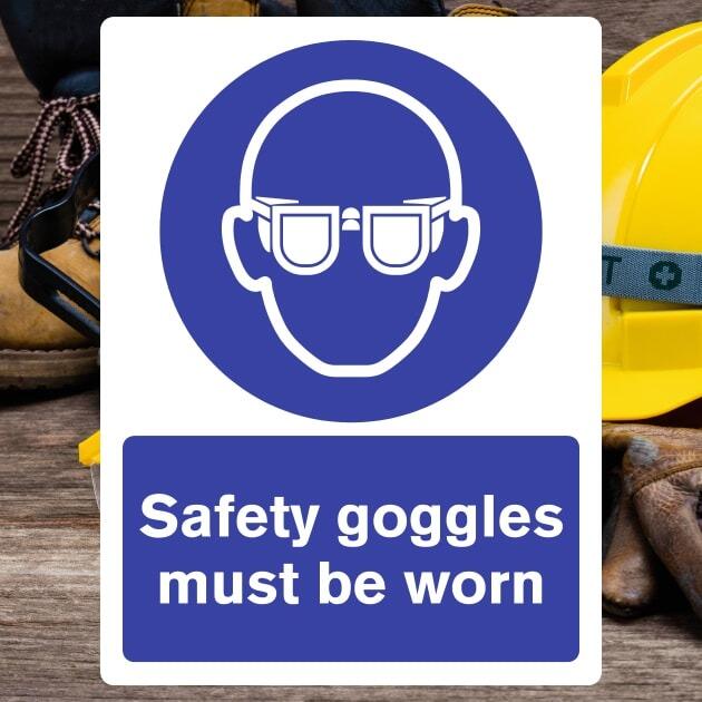 Wear Safety Goggles Sign | UK PPE Safety Sign – The Safety Sheep Store